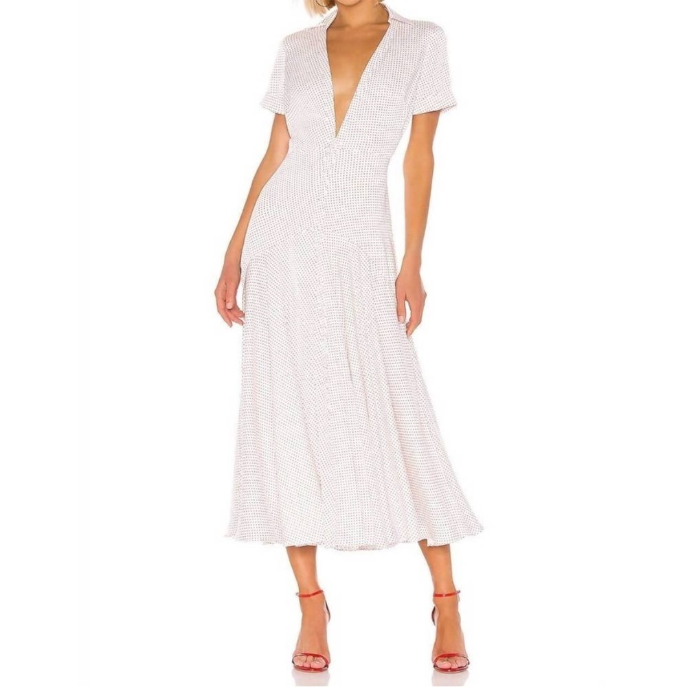 Alexis Pink Polka Dot Athena Maxi Dress Retail$625 New Size Small